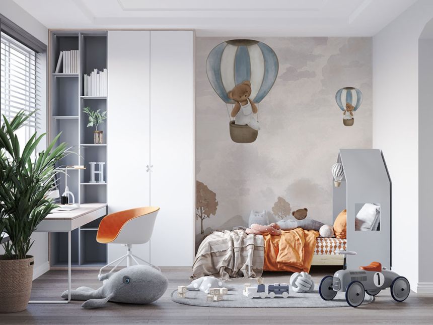 Detská vliesová obrazová tapeta na stenu, balony, medvedíky, CW6135-1, Cute Walls, Decoprint