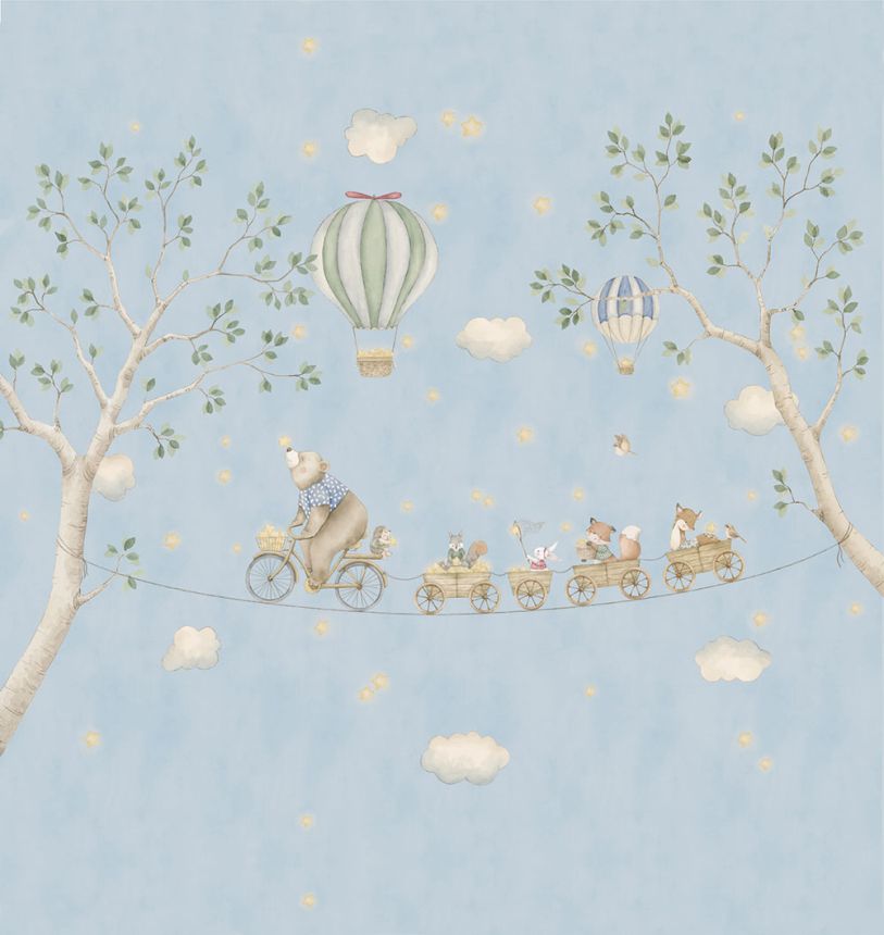 Detská vliesová obrazová tapeta na stenu, modrá, zvieratká, CW6138-1, Cute Walls, Decoprint