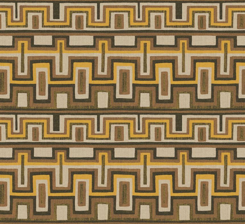 Geometrická vliesová tapeta na stenu, hnedá, etno, AMA002, Amani, Masureel