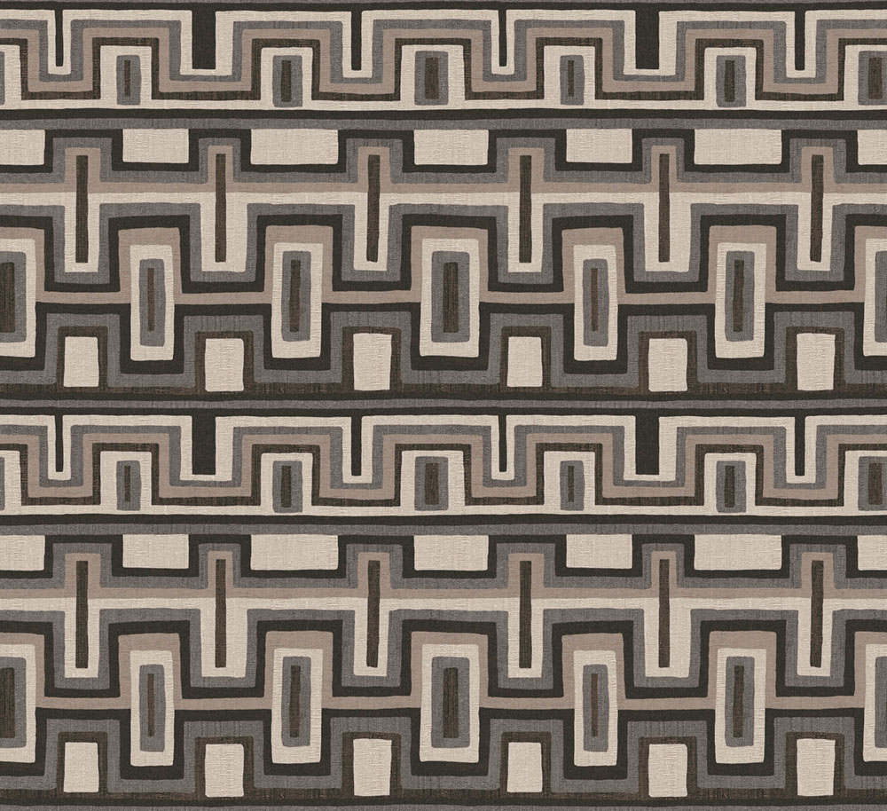 Geometrická vliesová tapeta na stenu, čierno-sivá, etno, AMA003, Amani, Masureel