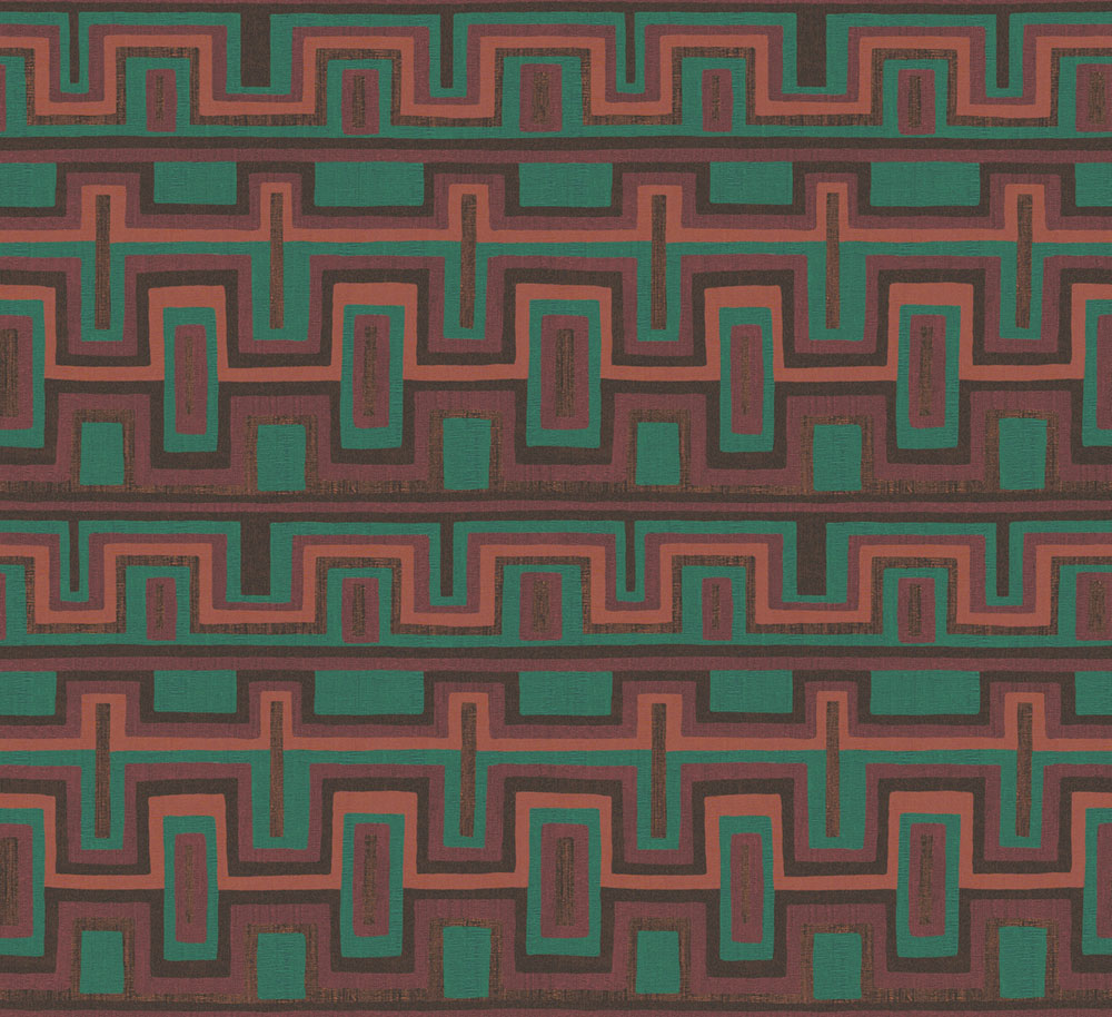 Geometrická vliesová tapeta na stenu, hnedo-zelená, etno, AMA005, Amani, Masureel