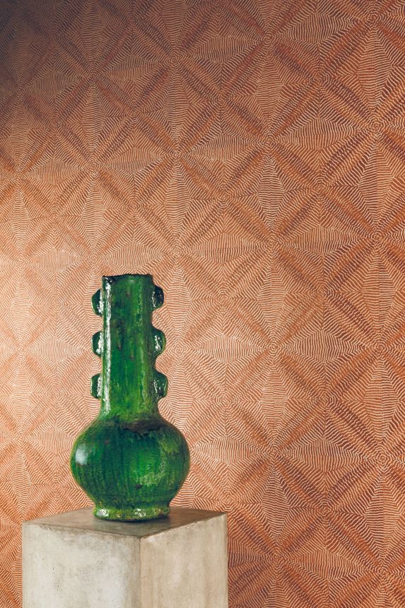 Geometrická vliesová tapeta na stenu, hnedo-červená, etno, AMA102, Amani, Masureel
