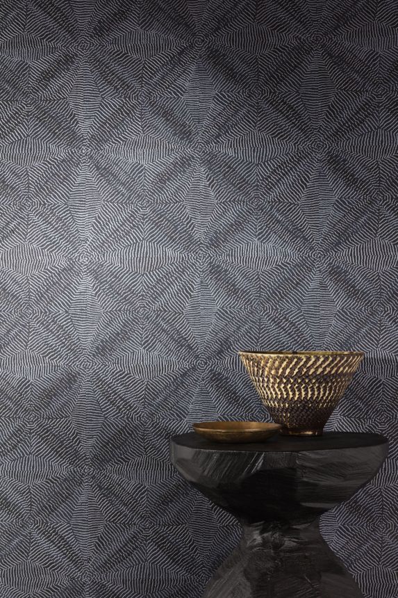 Geometrická vliesová tapeta na stenu, čierna, etno, AMA105, Amani, Masureel