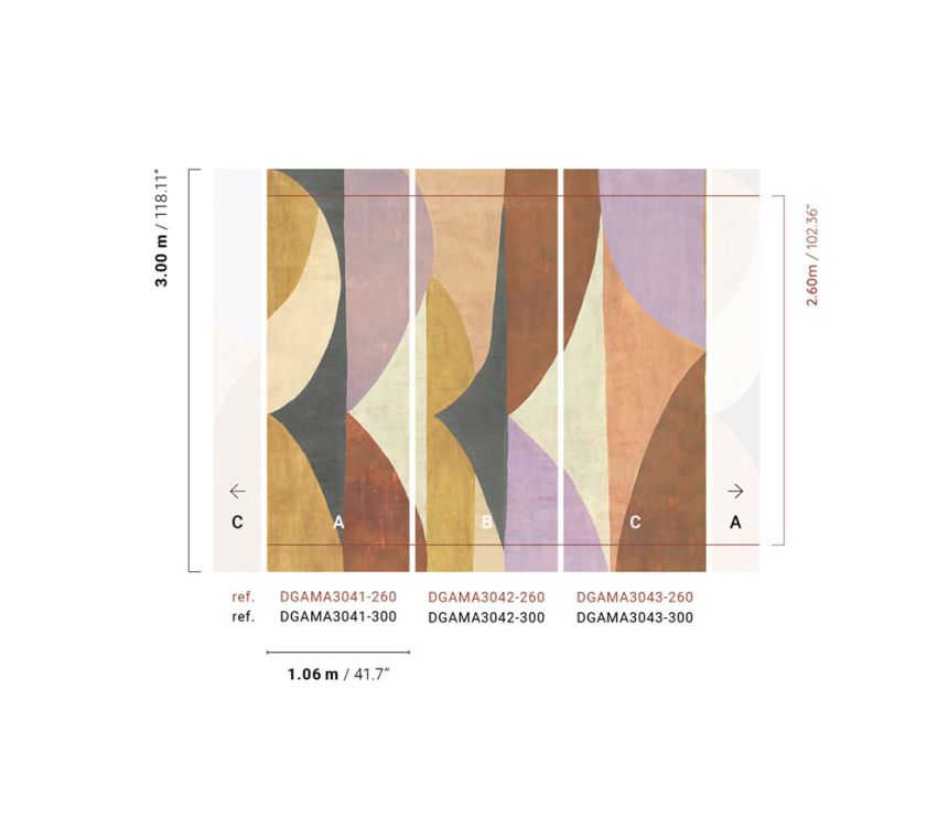Geometrická vliesová obrazová tapeta na stenu, hnedo-fialová, DGAMA3041-300, Amani, Masureel