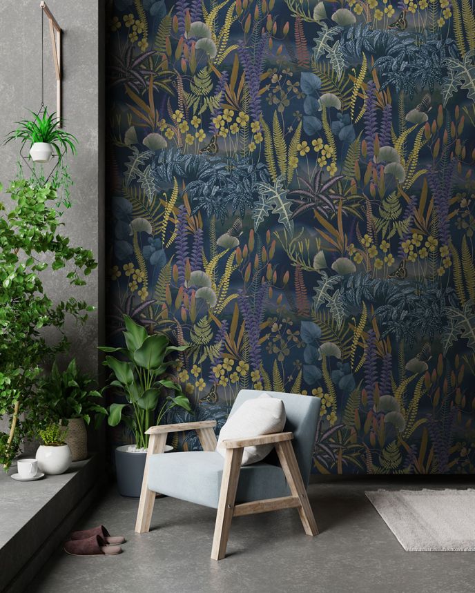 Vliesová obrazová tapeta na stenu, modrá, listy, FW4005-4, Feature Walls, Decoprint