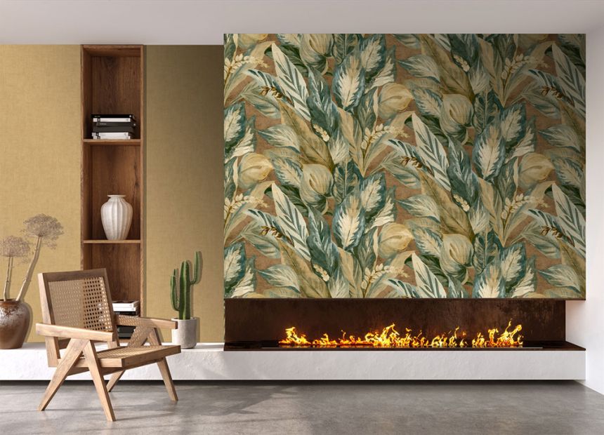 Vliesová obrazová tapeta na stenu, zelená, listy, FW4016-4, Feature Walls, Decoprint