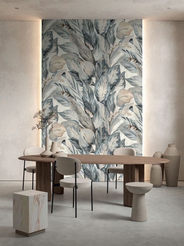 Vliesová obrazová tapeta na stenu, sivo-béžová, listy, FW4016-6, Feature Walls, Decoprint