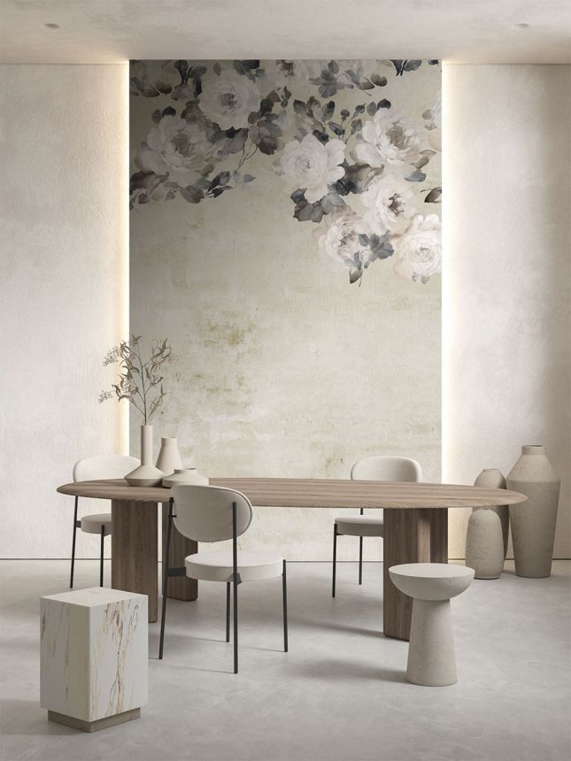Vliesová obrazová tapeta na stenu, béžová, kvety, FW4023-1, Feature Walls, Decoprint