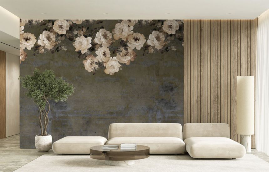 Vliesová obrazová tapeta na stenu, hnedá, kvety, FW4023-5, Feature Walls, Decoprint