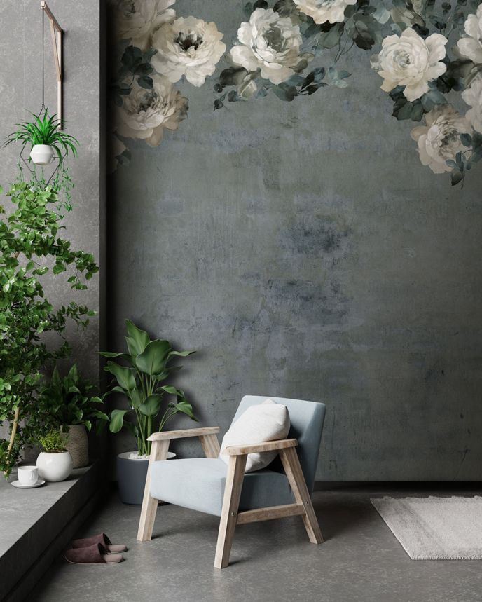 Vliesová obrazová tapeta na stenu, modro-zelená, kvety, FW4023-6, Feature Walls, Decoprint