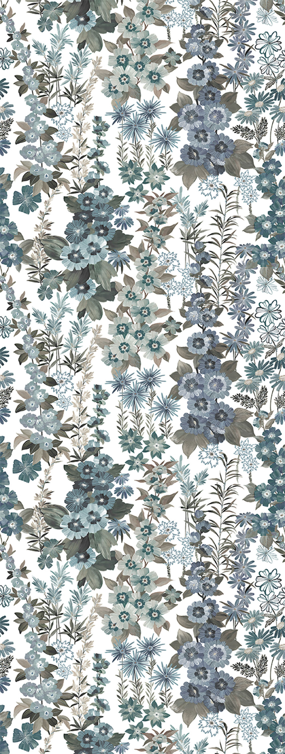 Vliesová obrazová tapeta na stenu, modrá, kvety, FW4025-4, Feature Walls, Decoprint