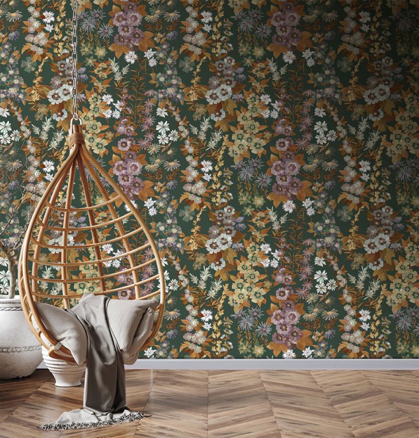 Vliesová obrazová tapeta na stenu, zelená, kvety, FW4025-10, Feature Walls, Decoprint