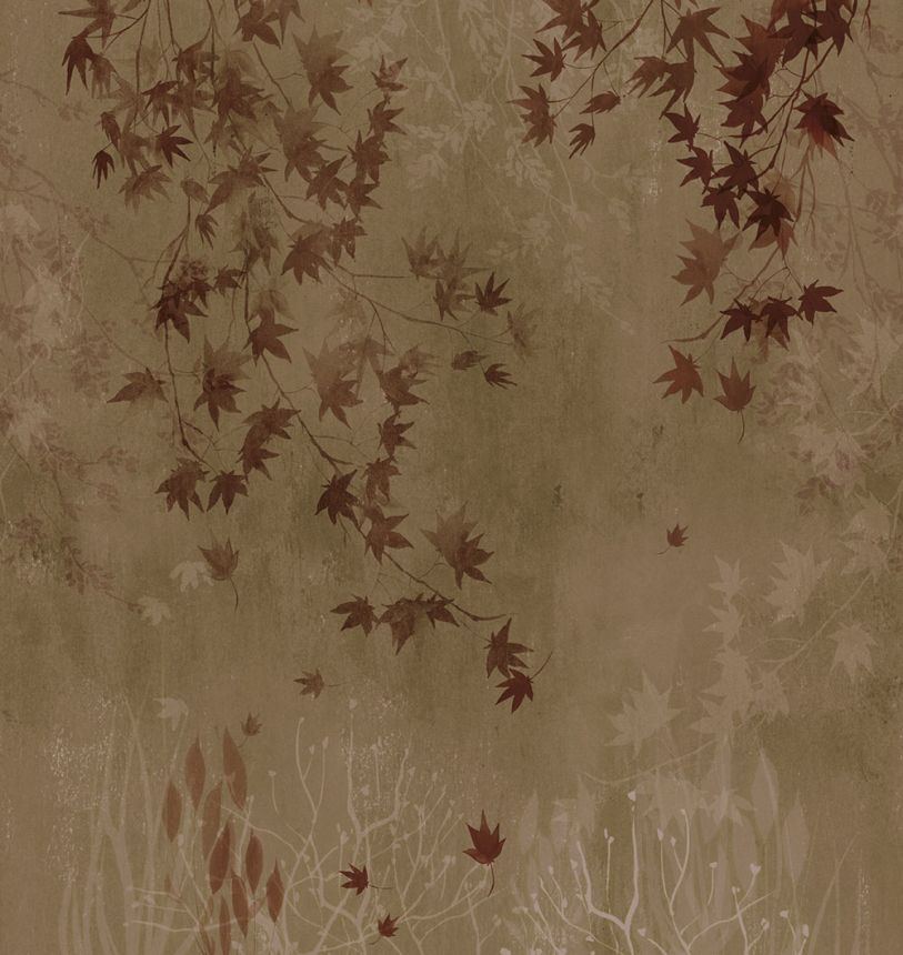 Vliesová obrazová tapeta na stenu, hnedá, vetvičky, listy, FW4026-2, Feature Walls, Decoprint