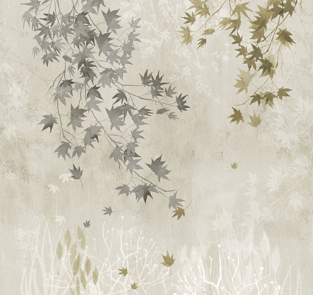 Vliesová obrazová tapeta na stenu, sivá, vetvičky, listy, FW4026-3, Feature Walls, Decoprint
