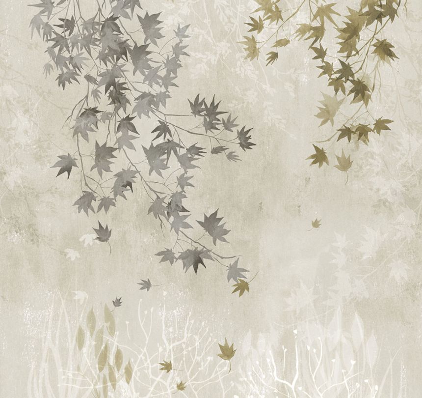 Vliesová obrazová tapeta na stenu, sivá, vetvičky, listy, FW4026-3, Feature Walls, Decoprint