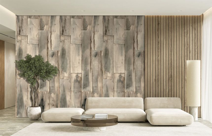 Vliesová obrazová tapeta na stenu, sivo-béžová, drevo, FW4051-6, Feature Walls, Decoprint