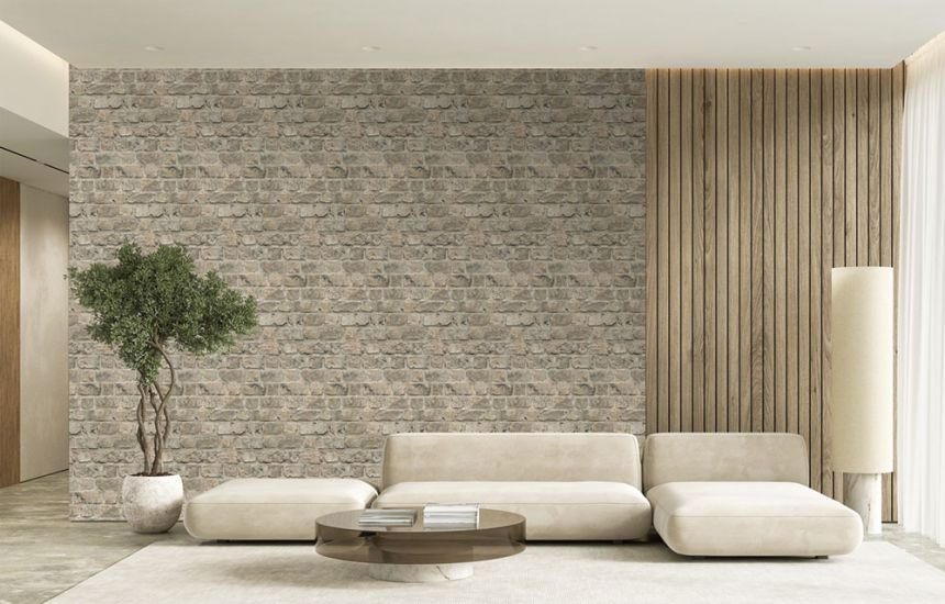 Vliesová obrazová tapeta na stenu, sivo-béžová, tehly, FW4055-3, Feature Walls, Decoprint
