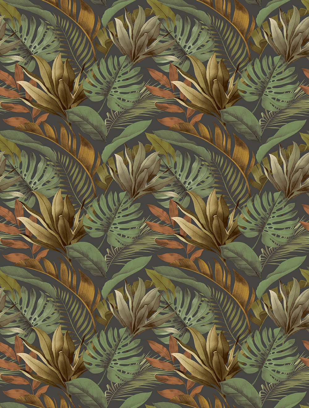 Vliesová obrazová tapeta na stenu, zeleno-hnedá, listy, FW4059-2, Feature Walls, Decoprint