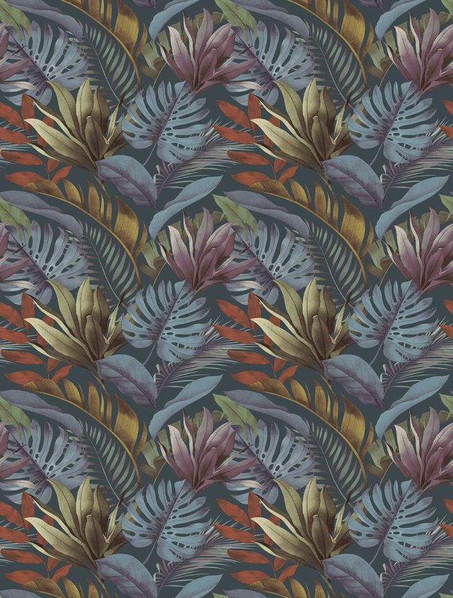 Vliesová obrazová tapeta na stenu, modro-hnedá, listy, FW4059-5, Feature Walls, Decoprint