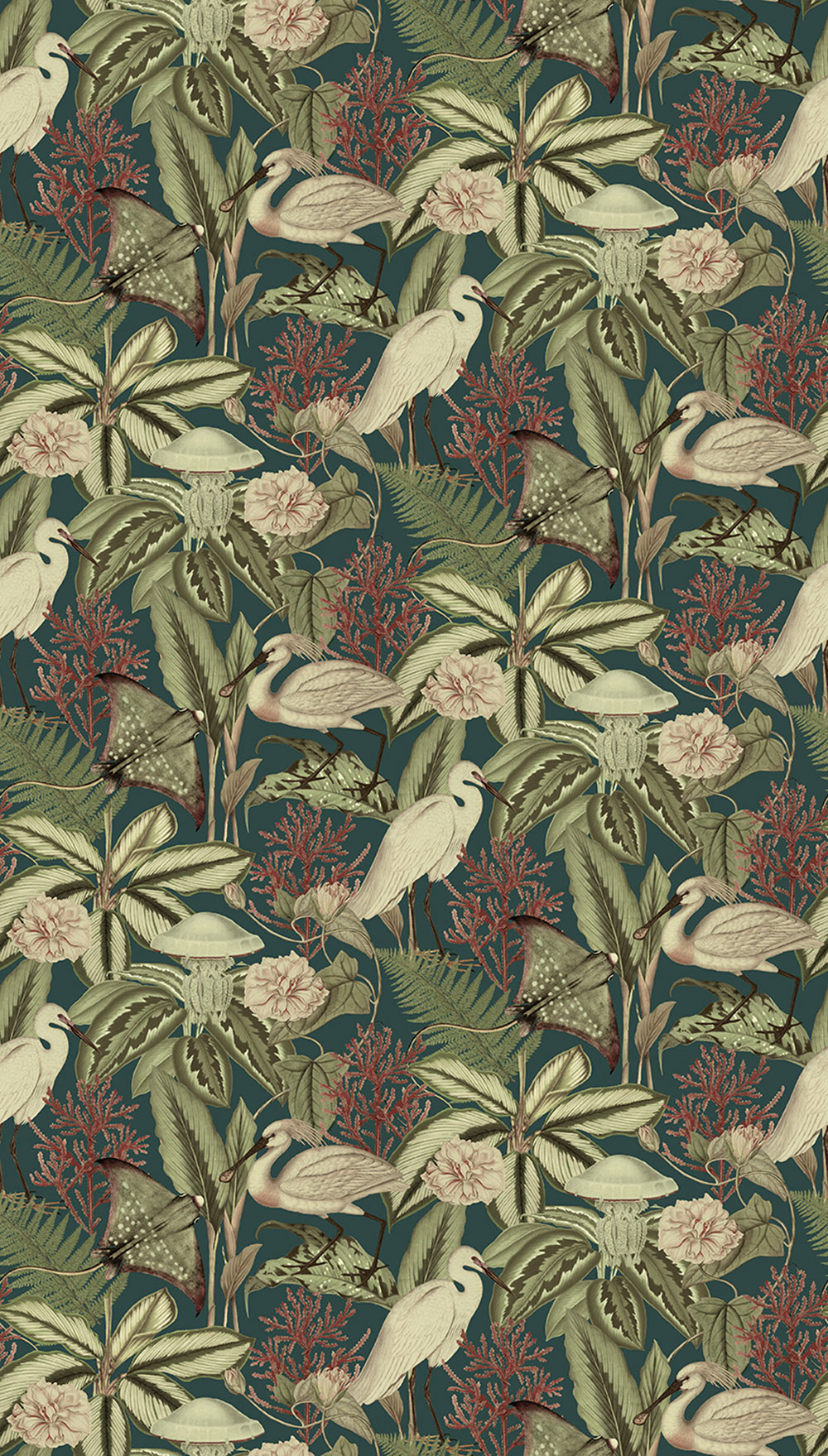 Vliesová obrazová tapeta na stenu, zelená, vtáky, listy, FW4061-3, Feature Walls, Decoprint