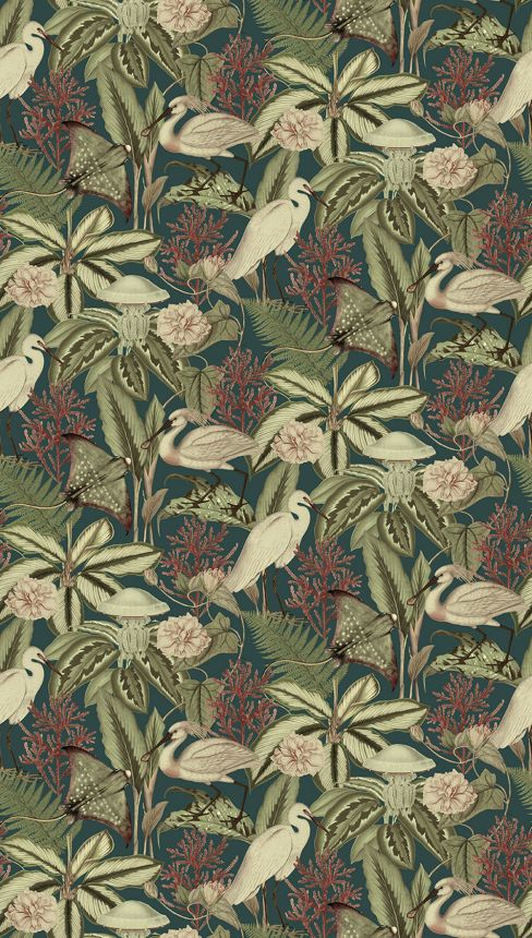 Vliesová obrazová tapeta na stenu, zelená, vtáky, listy, FW4061-3, Feature Walls, Decoprint