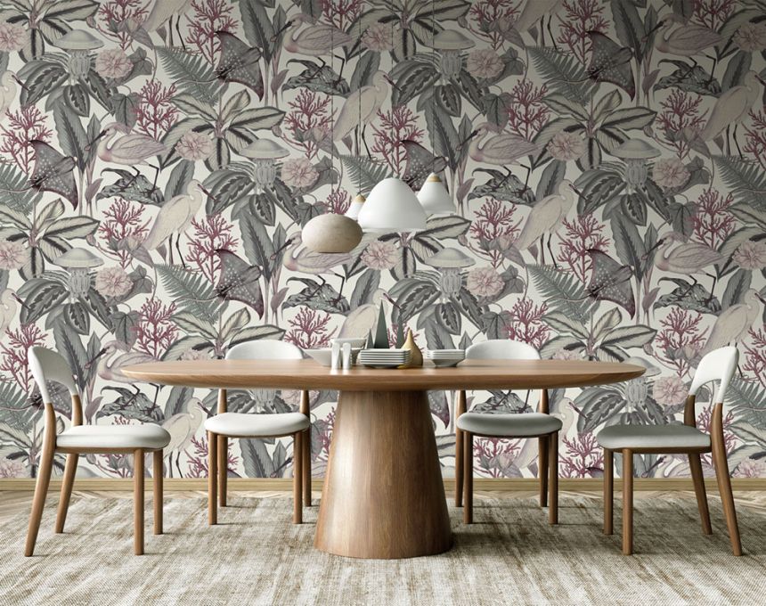 Vliesová obrazová tapeta na stenu, zelená, vtáky, listy, FW4061-5, Feature Walls, Decoprint