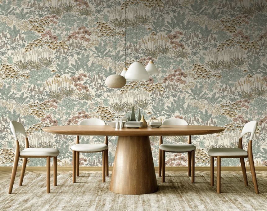 Vliesová obrazová tapeta na stenu, sivo-hnedá, kvety, FW4062-2, Feature Walls, Decoprint