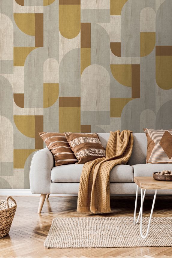 Geometrická vliesová obrazová tapeta na stenu, béžová, FW4064-3, Feature Walls, Decoprint