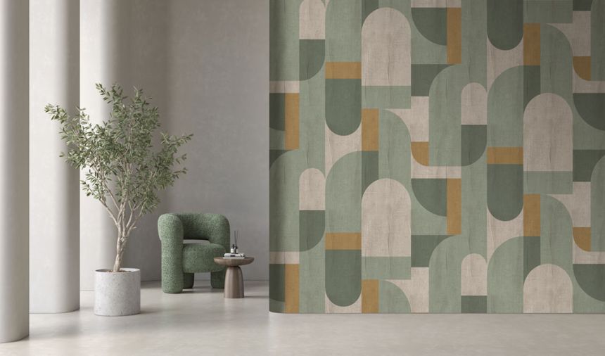 Geometrická vliesová obrazová tapeta na stenu, zelená, FW4064-4, Feature Walls, Decoprint