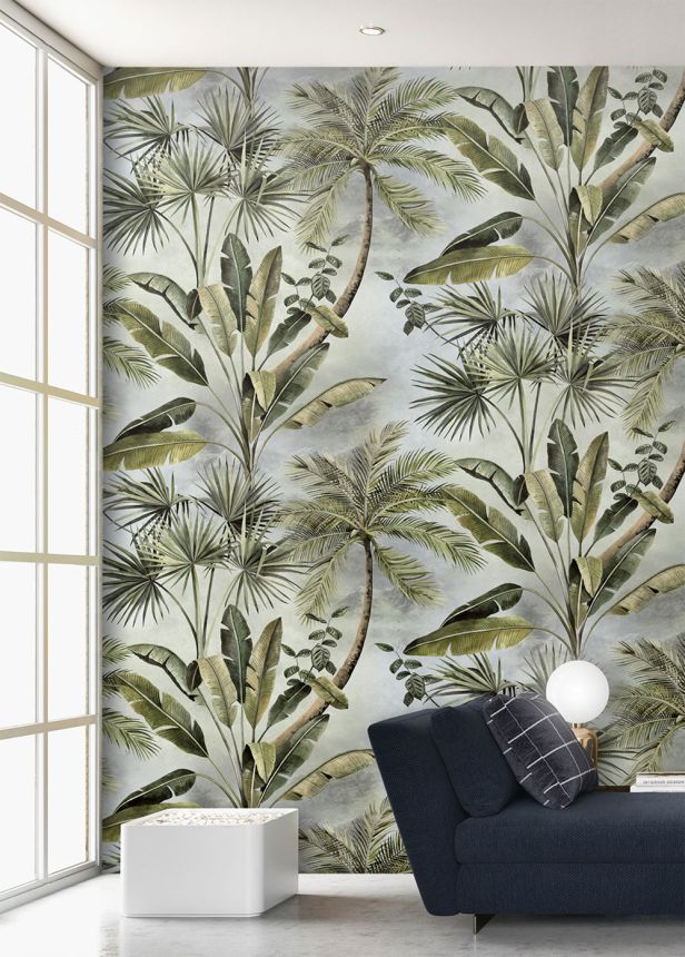 Vliesová obrazová tapeta na stenu, sivo-zelená, palmy, FW4030-1, Feature Walls, Decoprint