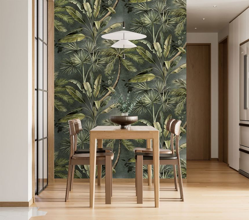 Vliesová obrazová tapeta na stenu, sivo-zelená, palmy, FW4030-2, Feature Walls, Decoprint