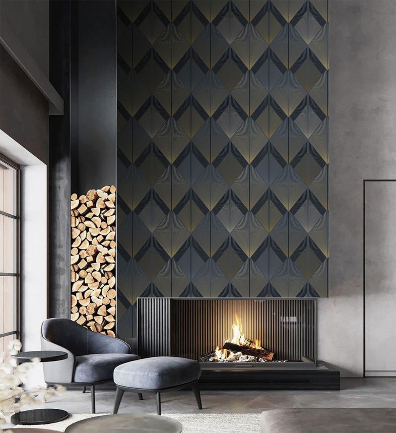 Geometrická vliesová obrazová tapeta na stenu, modrá, FW4035-1, Feature Walls, Decoprint