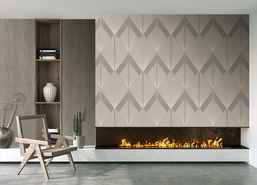 Geometrická vliesová obrazová tapeta na stenu, sivo-béžová, FW4035-5, Feature Walls, Decoprint