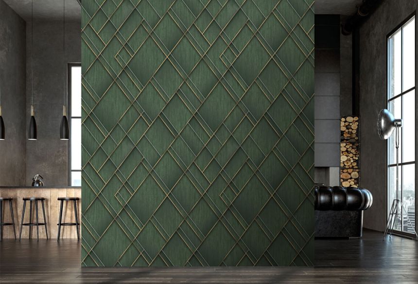 Geometrická vliesová obrazová tapeta na stenu, zelená, FW4037-5, Feature Walls, Decoprint
