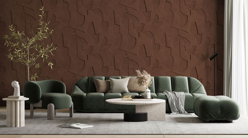 Geometrická vliesová obrazová tapeta na stenu, 3D, hnedá, FW4042-4, Feature Walls, Decoprint