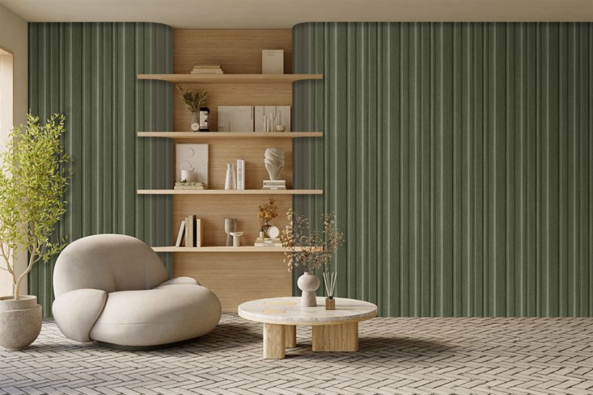 Vliesová obrazová tapeta na stenu, 3D imitácia lamiel, zelená, FW4043-4, Feature Walls, Decoprint