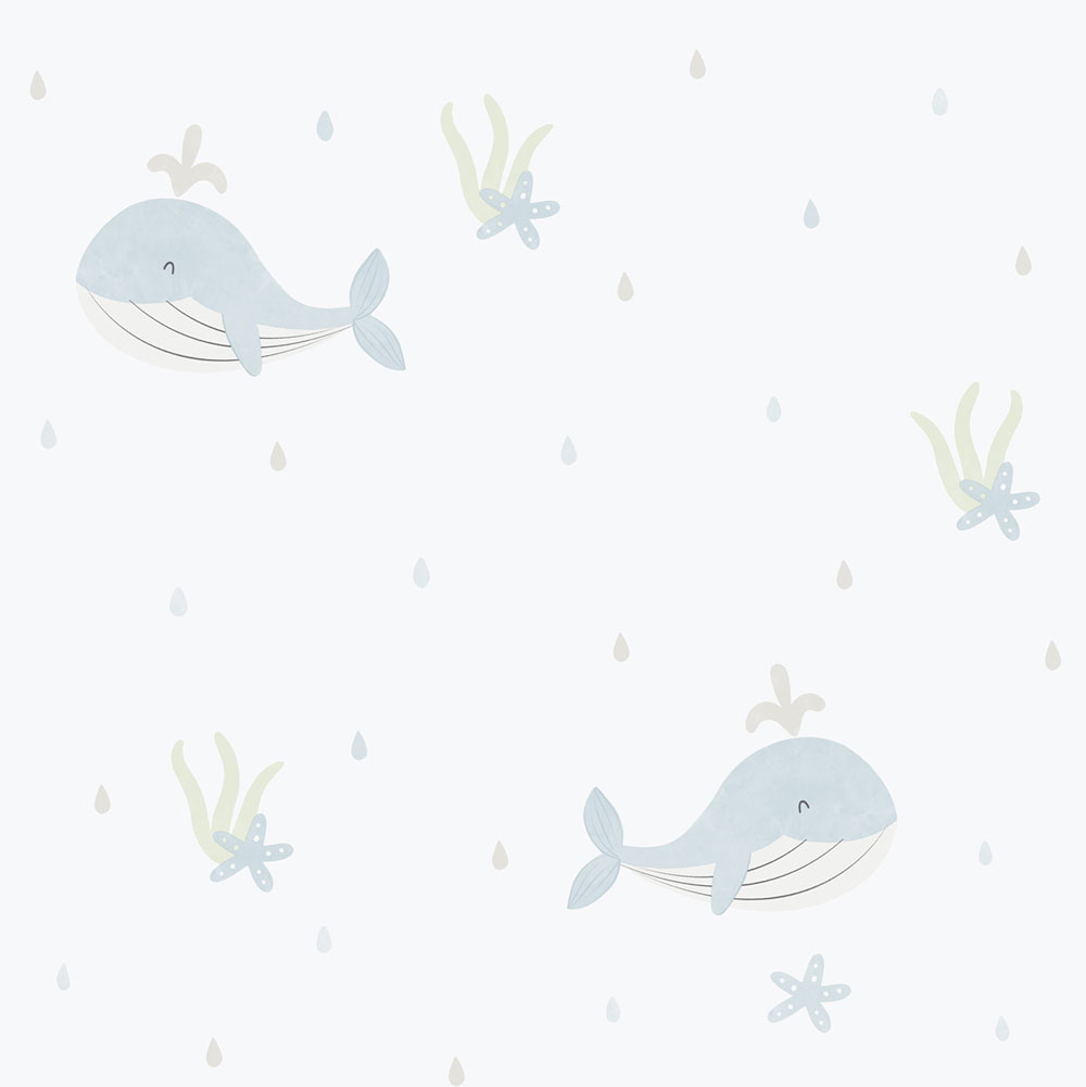 Detská vliesová tapeta na stenu, modrá, veľryby, 281-2, Enzo,  ICH Wallcoverings
