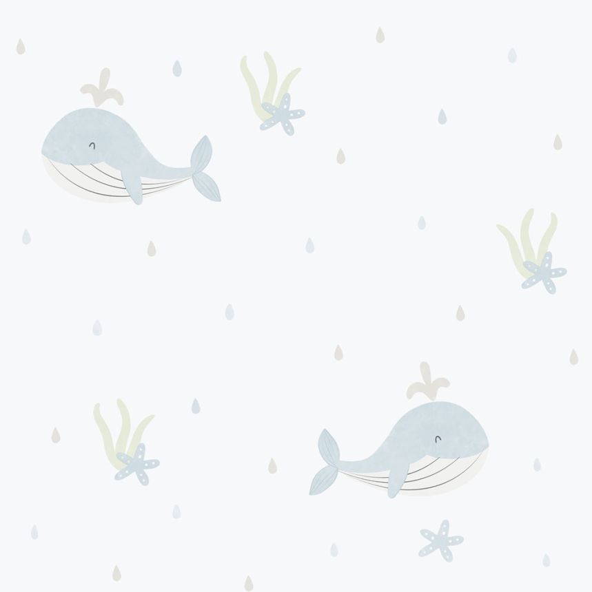 Detská vliesová tapeta na stenu, modrá, veľryby, 281-2, Enzo,  ICH Wallcoverings