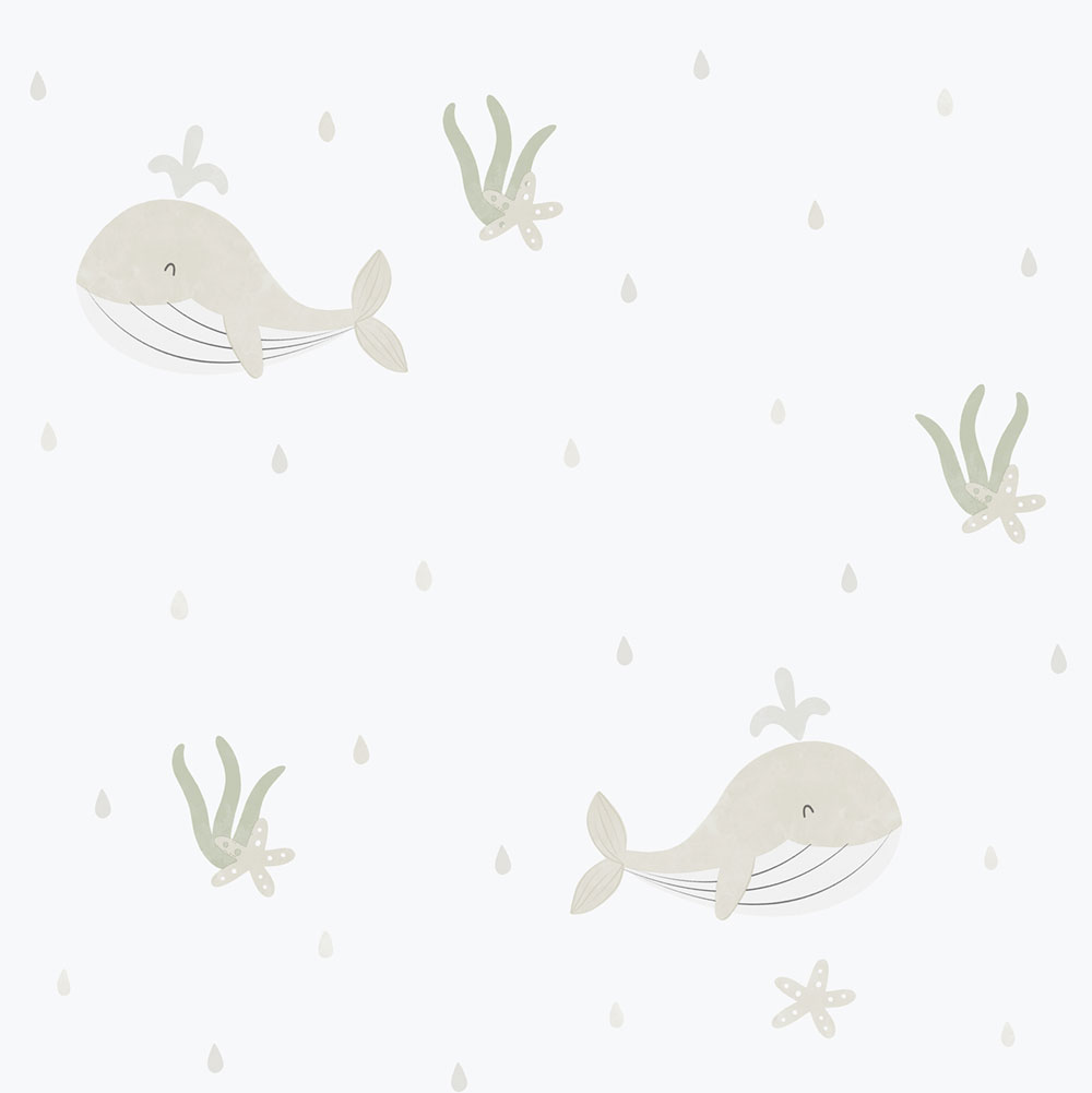 Detská vliesová tapeta na stenu, sivo-béžová, veľryby, 281-3, Enzo,  ICH Wallcoverings