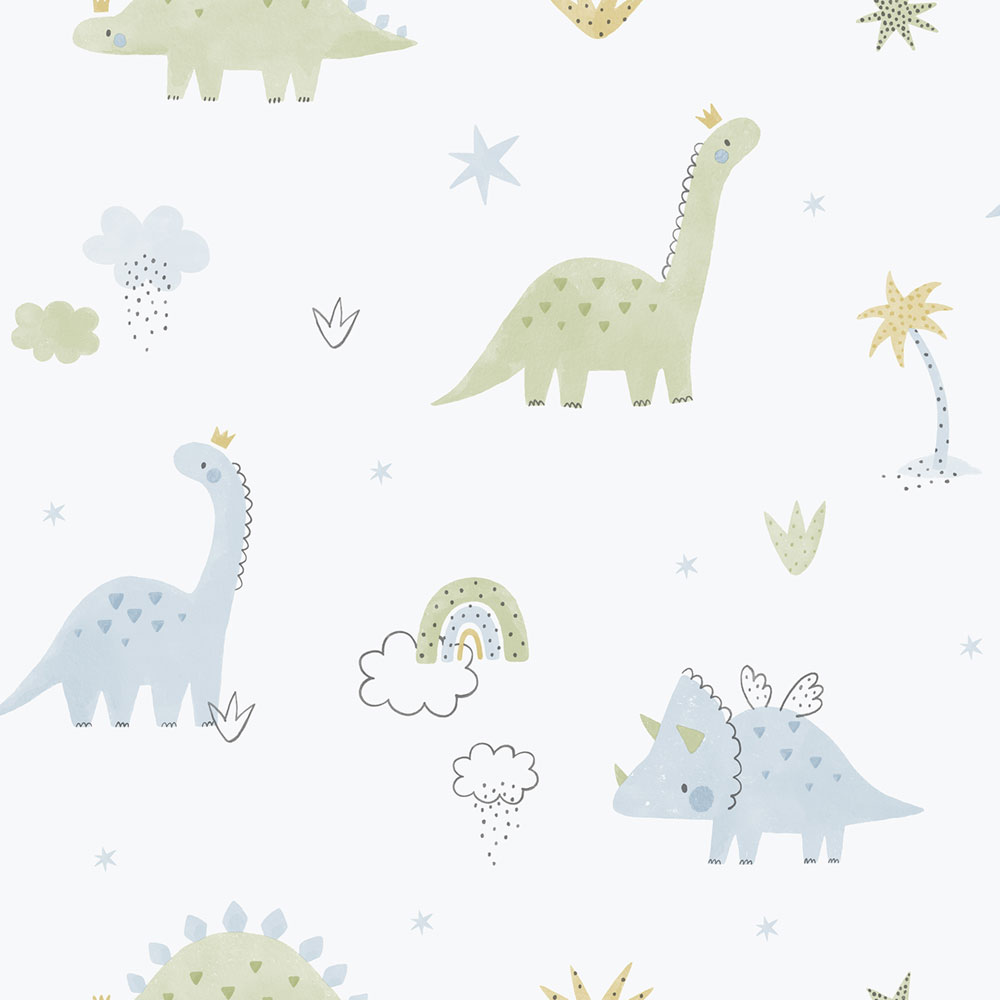 Detská vliesová tapeta na stenu, modro-zelená, dinosaury, 283-2, Enzo,  ICH Wallcoverings
