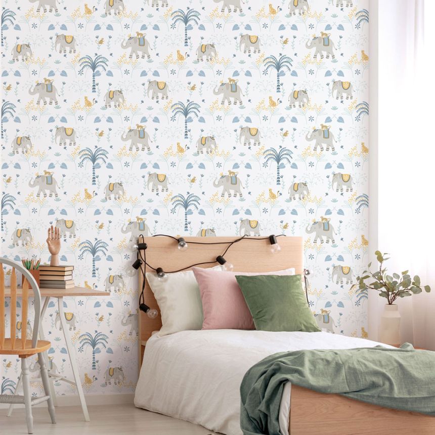 Detská vliesová tapeta na stenu, modrá, zvieratká, 285-2, Enzo,  ICH Wallcoverings