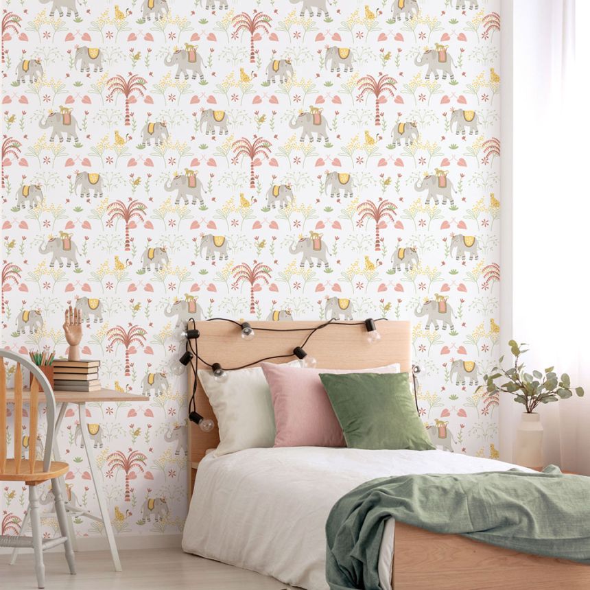 Detská vliesová tapeta na stenu, sivo-ružová, zvieratká, 285-4, Enzo,  ICH Wallcoverings