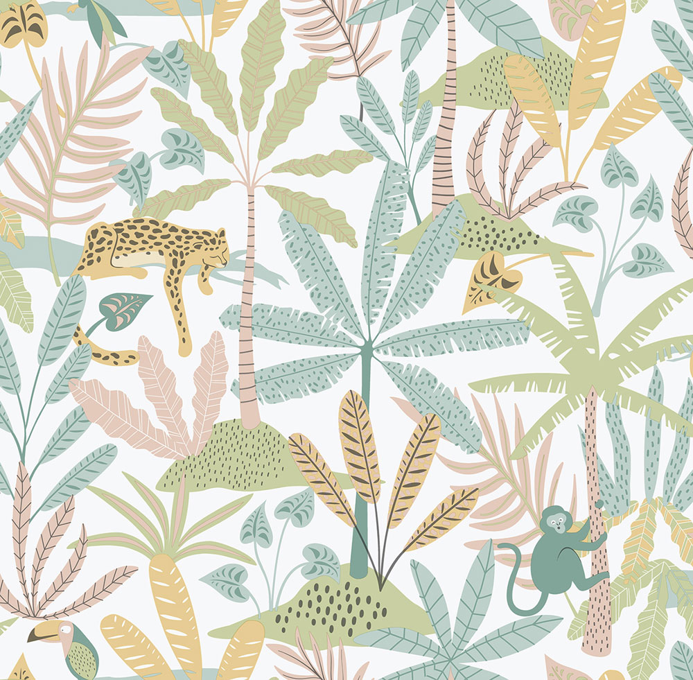 Detská vliesová tapeta na stenu, zelená, džungľa, 286-4, Enzo,  ICH Wallcoverings