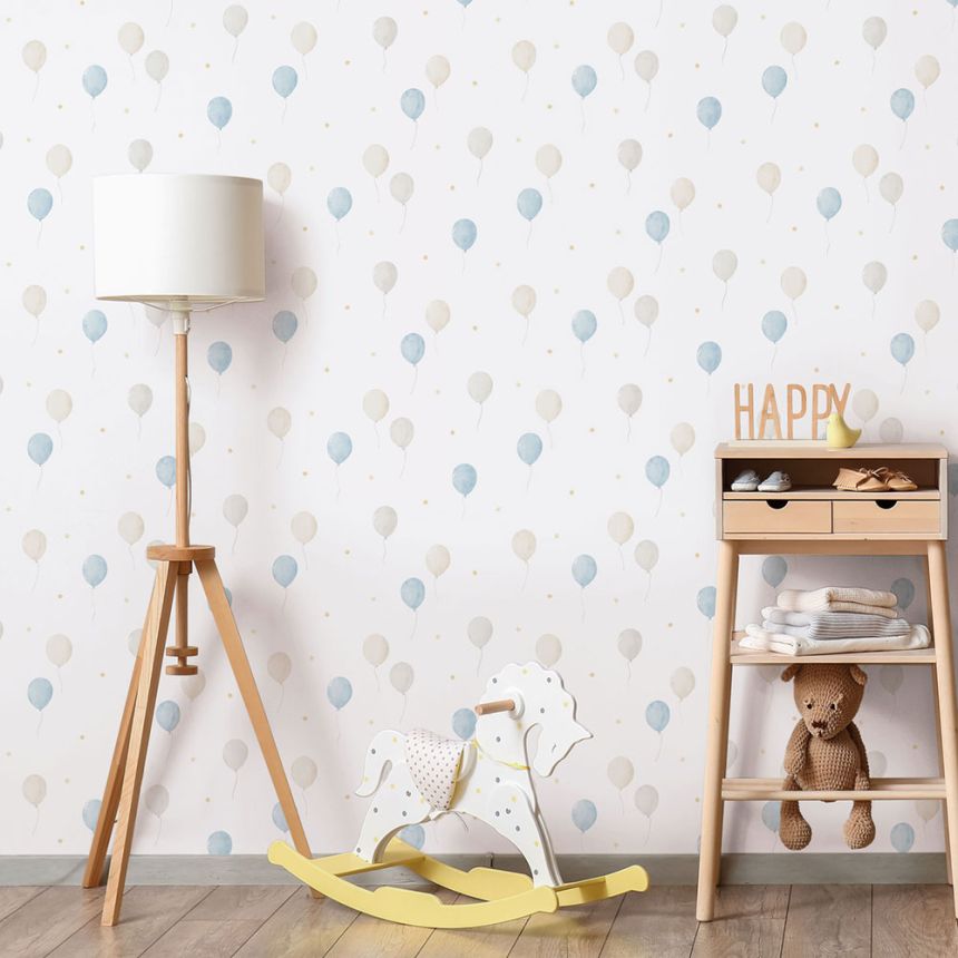 Detská vliesová tapeta na stenu, modrá, balóniky, 287-2, Enzo,  ICH Wallcoverings