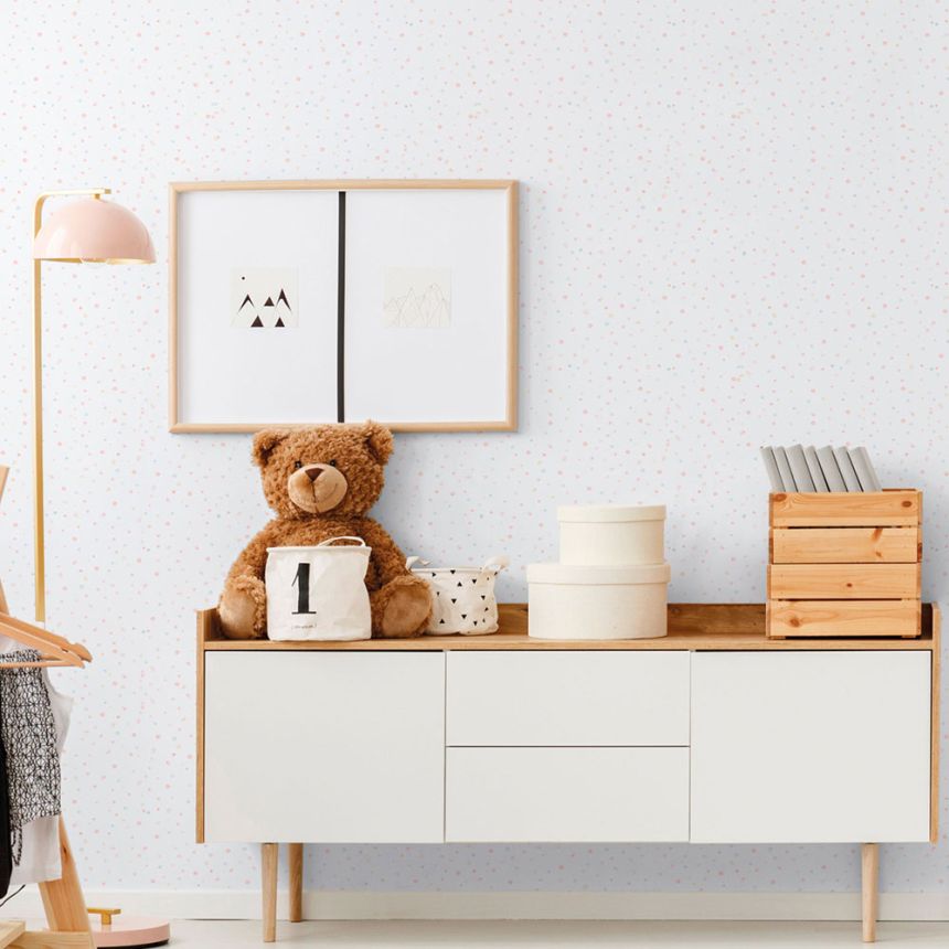 Detská vliesová tapeta na stenu, ružová, bodky, kaňky, 289-1, Enzo,  ICH Wallcoverings
