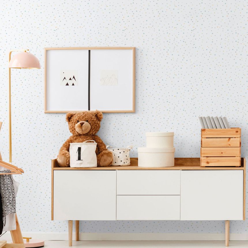 Detská vliesová tapeta na stenu, modrá, bodky, kaňky, 289-2, Enzo,  ICH Wallcoverings