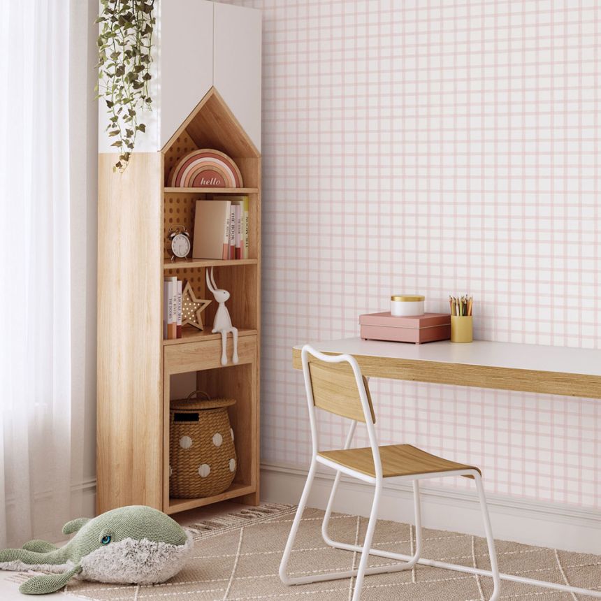 Geometrická vliesová tapeta na stenu, ružová, káro, 290-1, Enzo,  ICH Wallcoverings