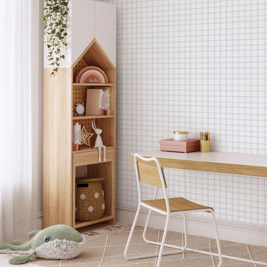 Geometrická vliesová tapeta na stenu, modrá, káro, 290-2, Enzo,  ICH Wallcoverings