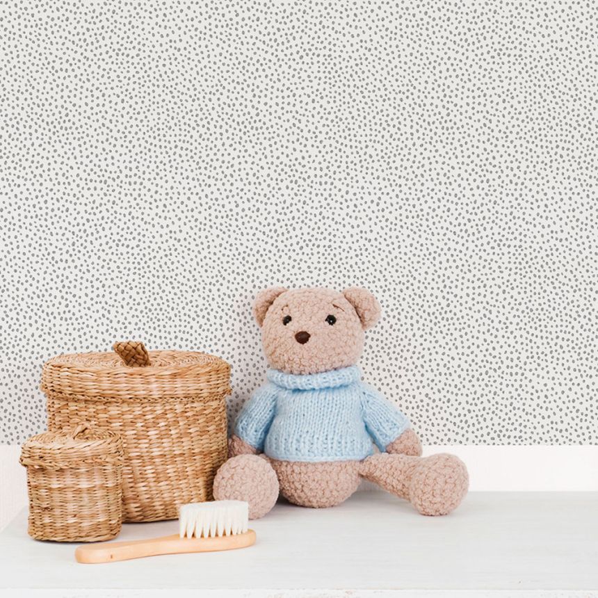 Vliesová tapeta na zeď, bielo-sivá, kvapky, fliačky, 294-5, Enzo,  ICH Wallcoverings