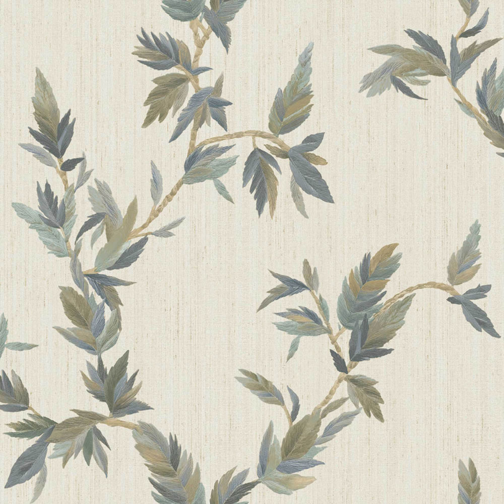 Tapeta, béžovo-zeleno-modrá, listy, 35915, Ornamenta, Parato by Cristiana Masi